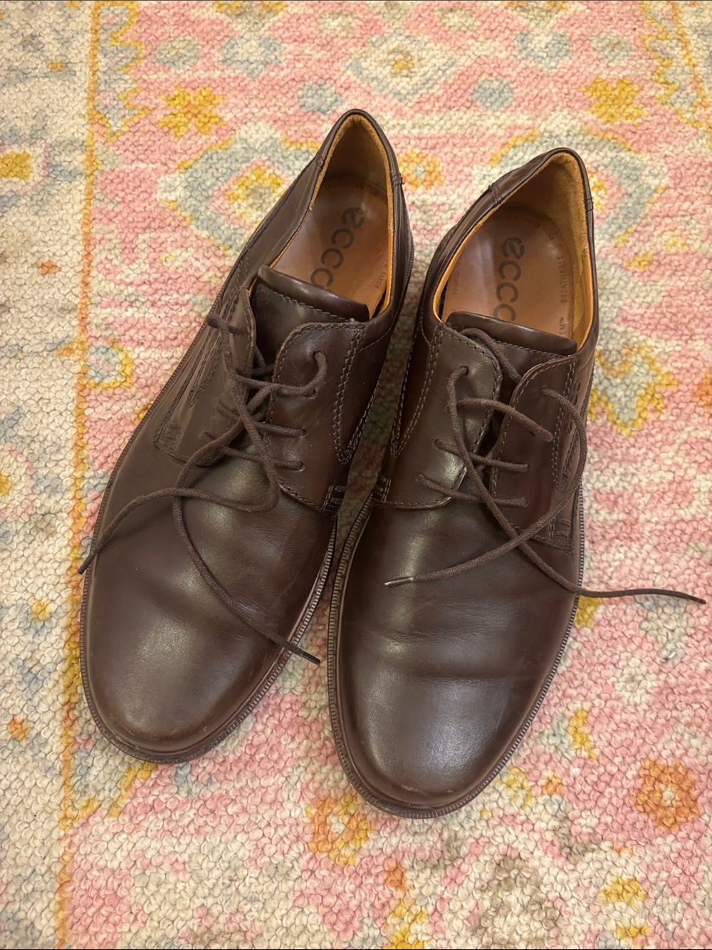 ECCO Men's Dark Brown Leather Derby Lace-Up Shoes
